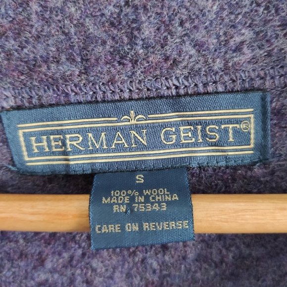 Herman Geist Purple Pure Wool Collared Button Sweater Jacket Size Small - Picture 11 of 11